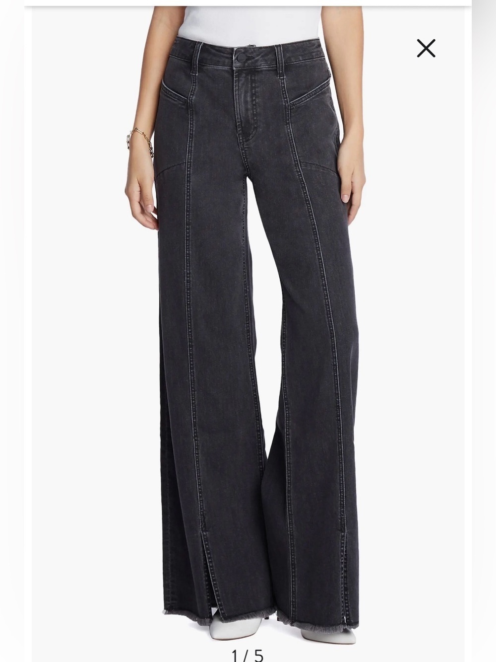 Wash Lab Front Slit  Wide Leg Flare Jeans 25 Sailor Y2K Vintage Streetwear
